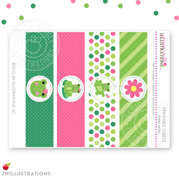 Spring Frog Party Printable Water Bottle Label