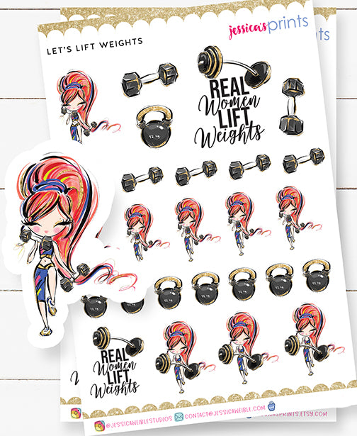 Let's Lift Weights Planner Stickers