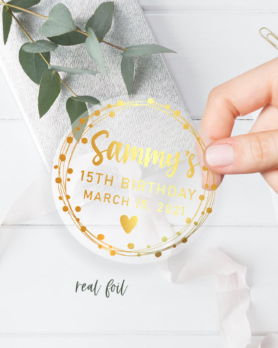 Dotted Frame Foil Birthday Stickers