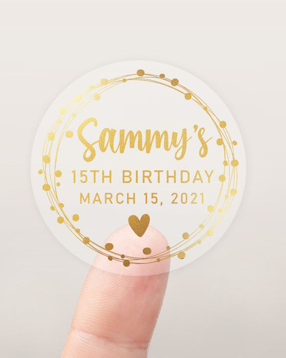 Dotted Frame Foil Birthday Stickers