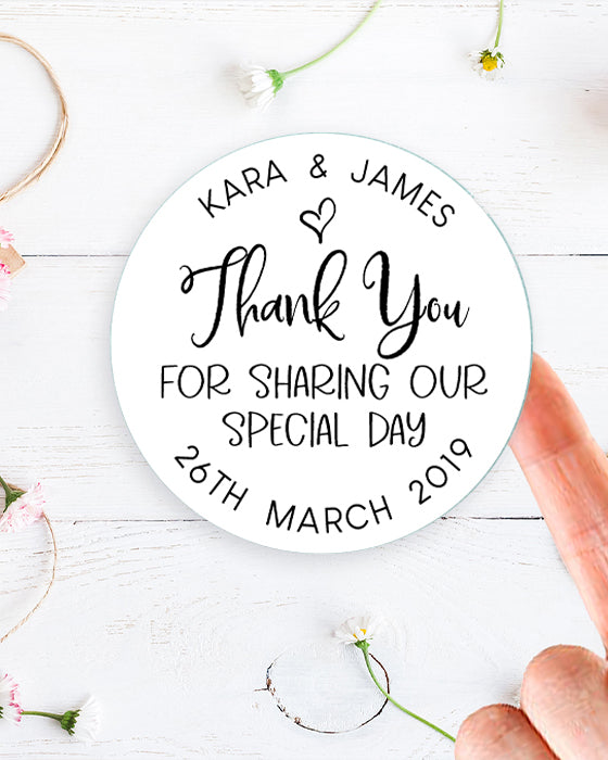 Thank You for Sharing Our Special Day Wedding Stickers