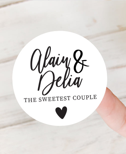 The Sweetest Couple Wedding Name Stickers