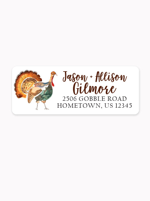 Watercolor Turkey Address Sticker Labels — Pig Party Prints