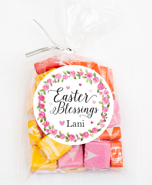 Pink Rose Easter Blessings Stickers