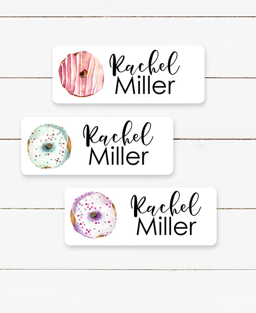 Frosted Donuts Waterproof Name Labels