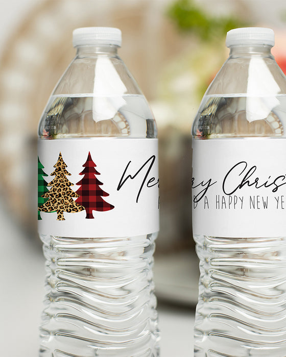 Merry Christmas Trees Water Bottle Labels — Jessica Weible Studios