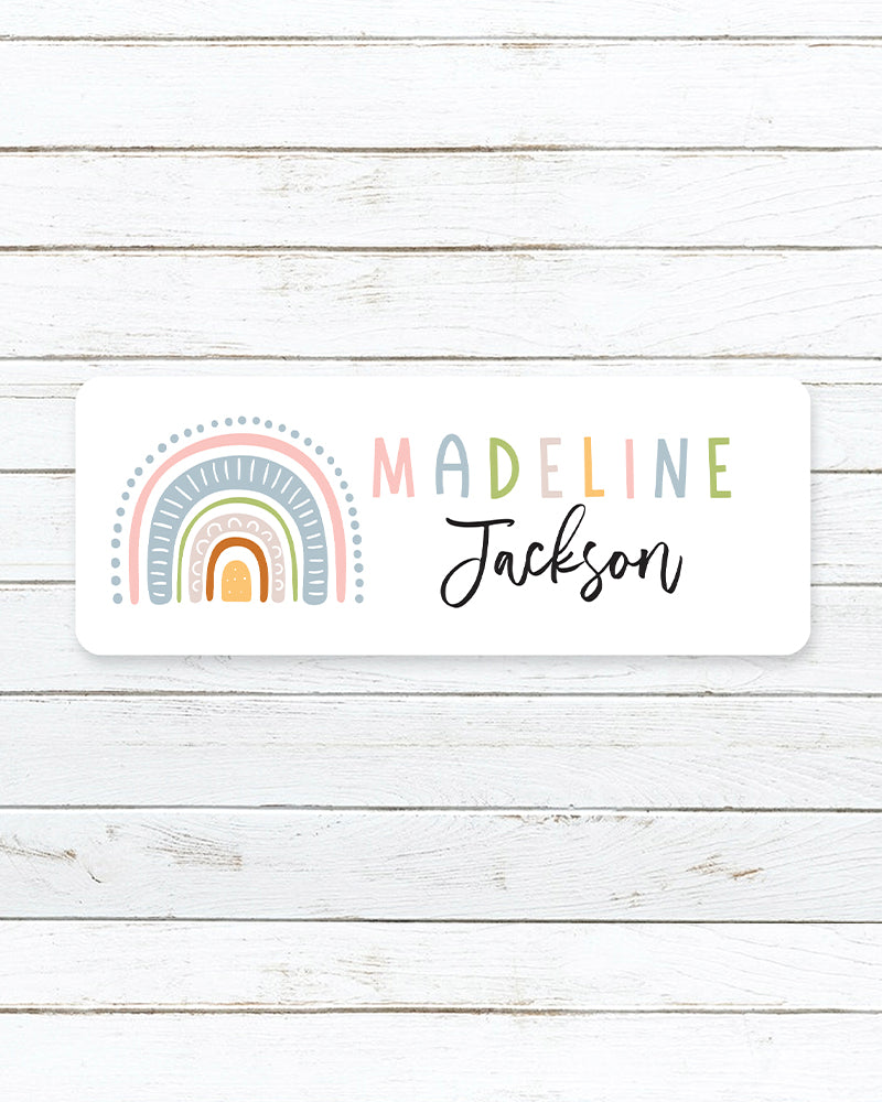 Boho Rainbow Waterproof Name Labels — Pig Party Prints for Free Printable Boho Name Tags
