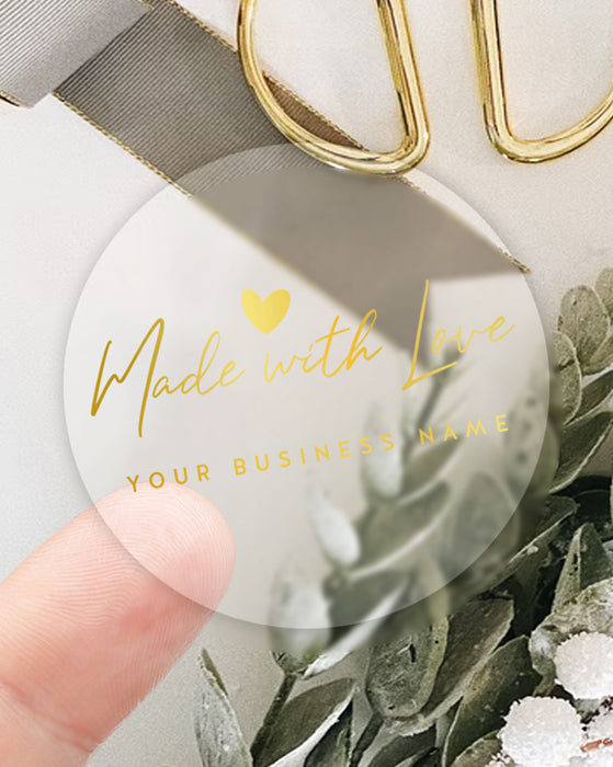 Made with Love Foil Business Stickers