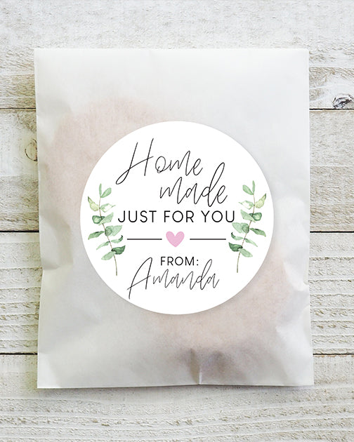 Simple Eucalyptus Floral Baked Goods Stickers