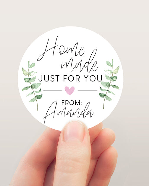 Simple Eucalyptus Floral Baked Goods Stickers