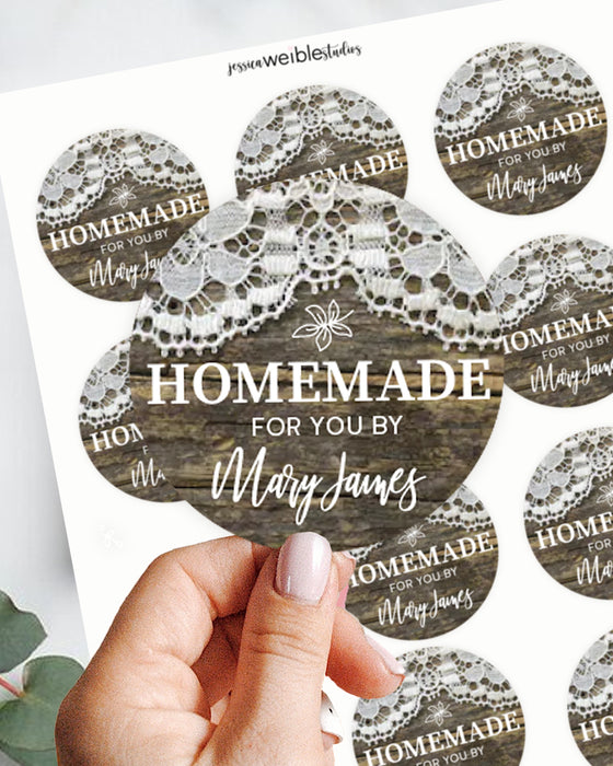 Rustic Lace Jam Canning Stickers