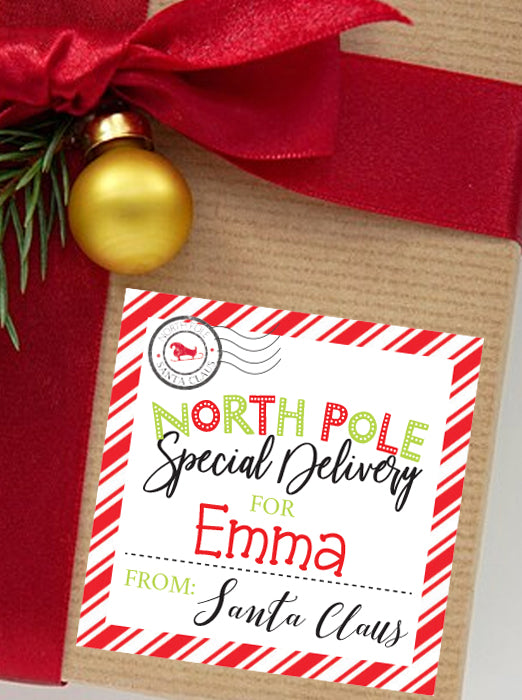 North Pole Special Delivery from Santa Christmas Stickers