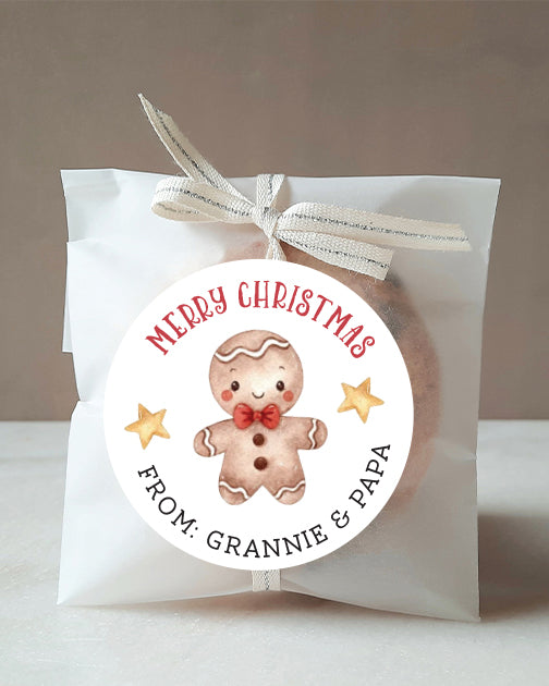 Gingerbread Man Merry Christmas Stickers
