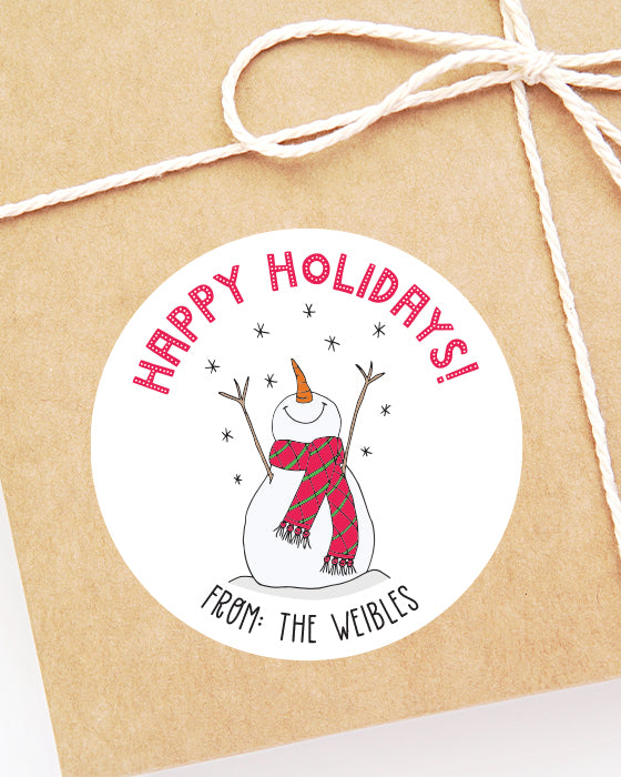 Happy Snowman Christmas Stickers