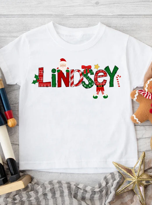 Girls Christmas Fun Alpha Custom T-Shirt