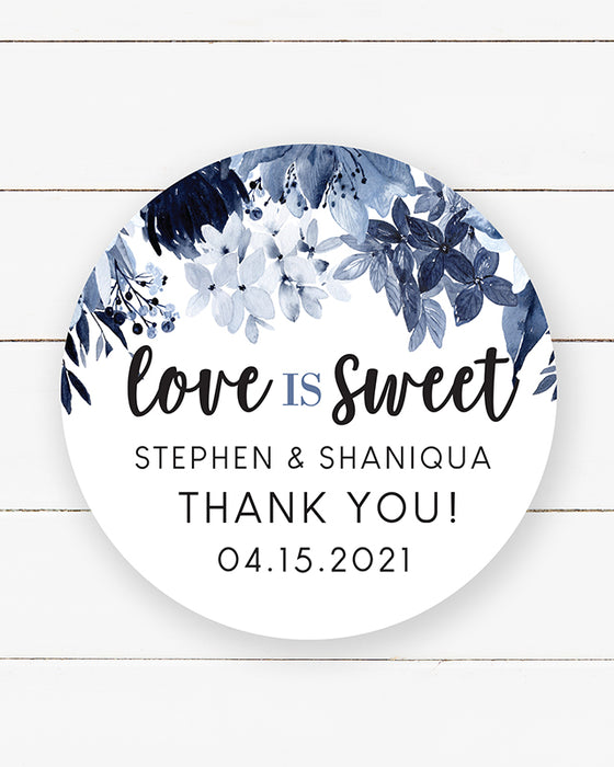 Blue Floral Wedding Stickers