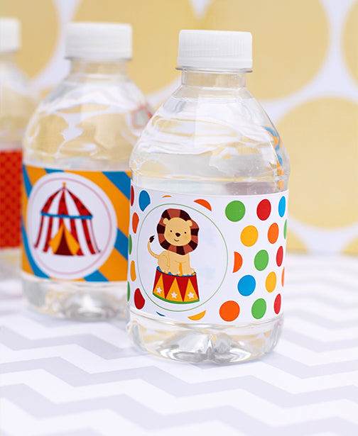 Circus Party Printable Water Bottle Label