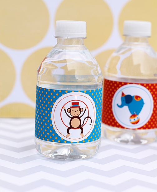 Circus Carnival Party Water Bottle Labels