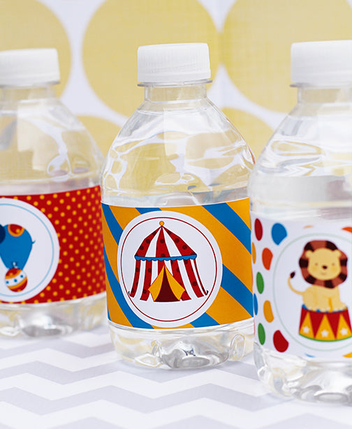 Circus Party Printable Water Bottle Label