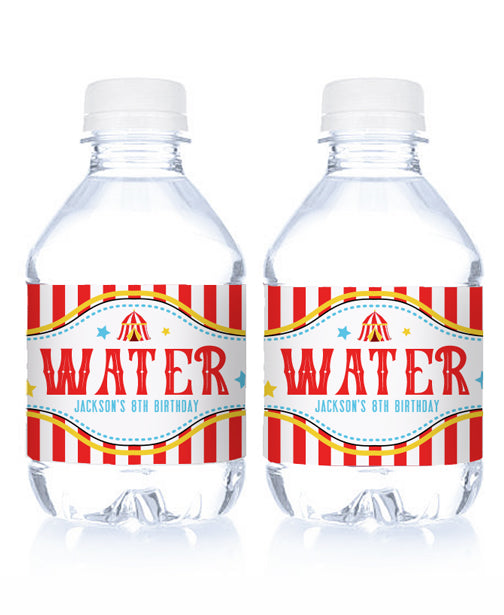 Circus Carnival Party Water Bottle Labels