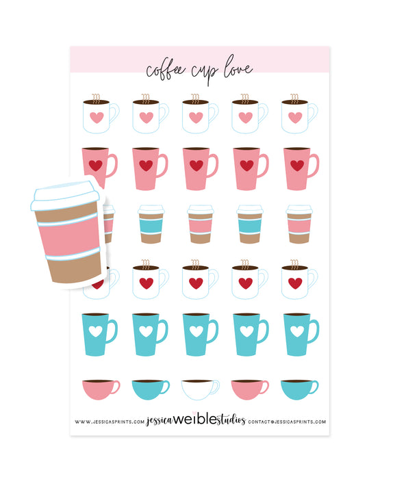 Coffee Cup Love Planner Stickers