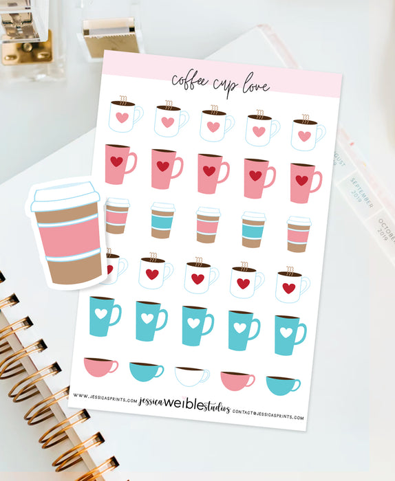 Coffee Cup Love Planner Stickers