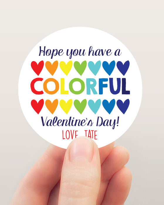 Colorful Rainbow Valentine Stickers