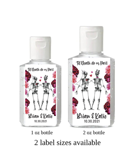 Til Death Do Us Part Floral Tall Hand Sanitizer Labels