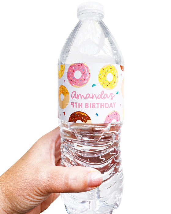 Donut Party Water Bottle Labels