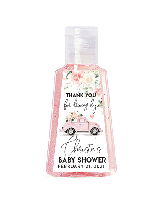 Pink Volkswagon Drive By Triangle Hand Sanitizer Label