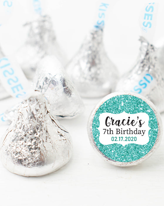 Teal Glitter Birthday Candy Stickers — Jessica Weible Studios