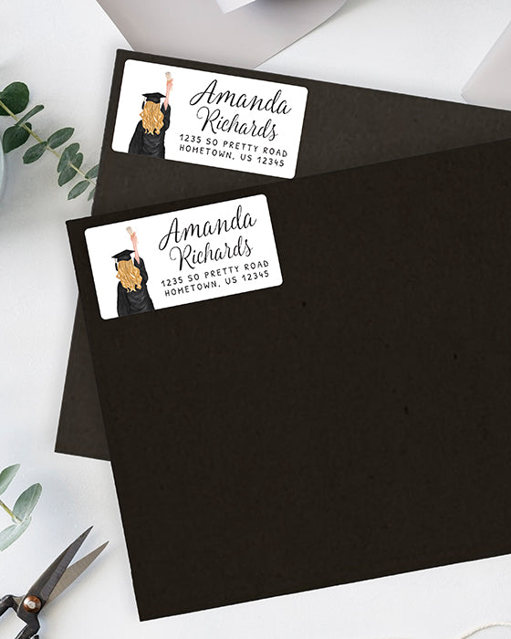 Custom Graduation Girl Return Address Labels — Pig Party Prints
