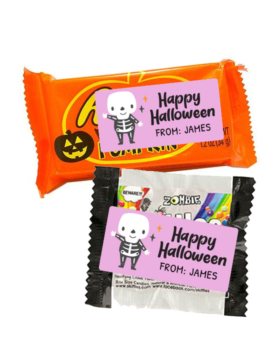 Skeleton Happy Halloween Candy Stickers