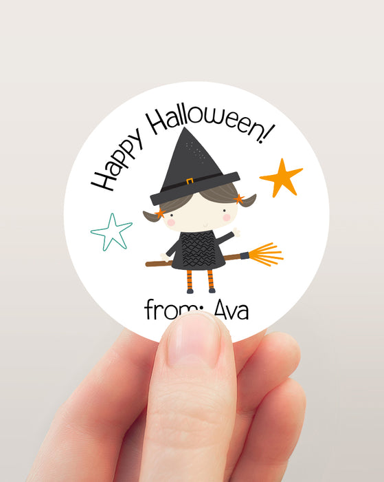 Little Witch Halloween Treat Stickers