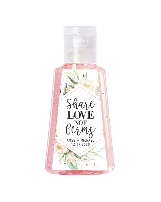 White Pink Floral Triangle Hand Sanitizer Label