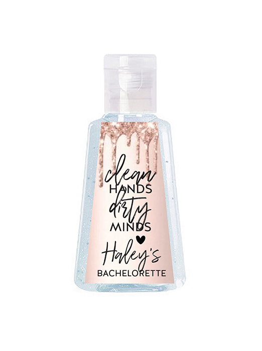 Rose Gold Clean Hands Dirty Minds Triangle Hand Sanitizer Label