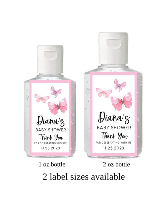 Butterfly Baby Shower Tall Hand Sanitizer Labels