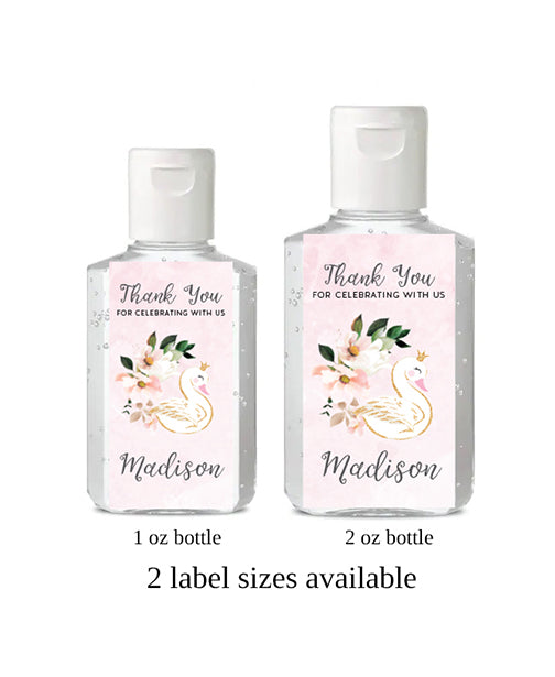 Swan Princess Tall Hand Sanitizer Labels