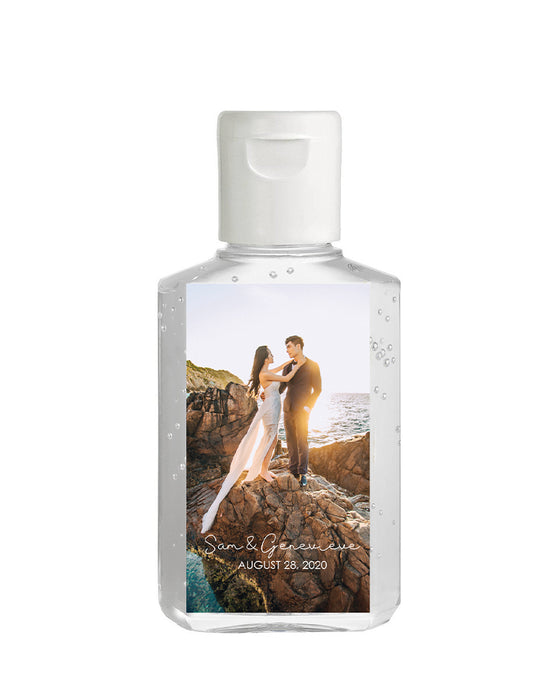 Custom Photo Tall Wedding Hand Sanitizer Labels