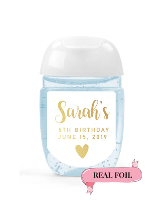 real foil birthday hand sanitizer labels