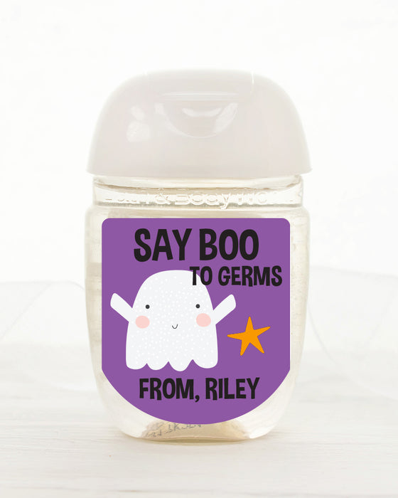 Say Boo to Germs Halloween Sanitizer Label