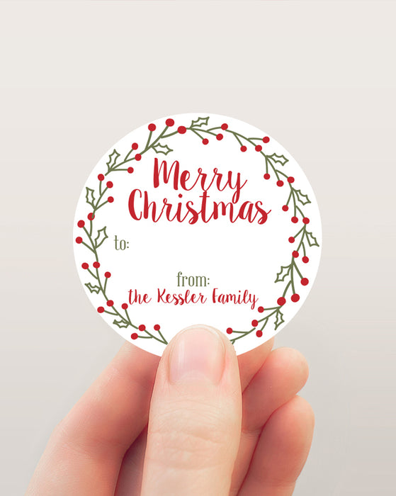 Holly Ring Christmas Gift Stickers