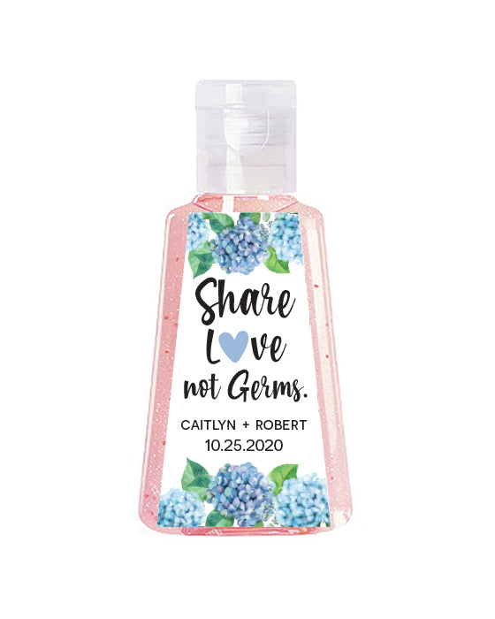 Hydrangea Share Love not Germs Triangle Hand Sanitizer Label
