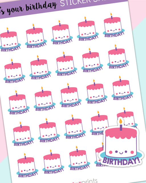Birthday Planner Stickers - Free Birthday Cake Stickers