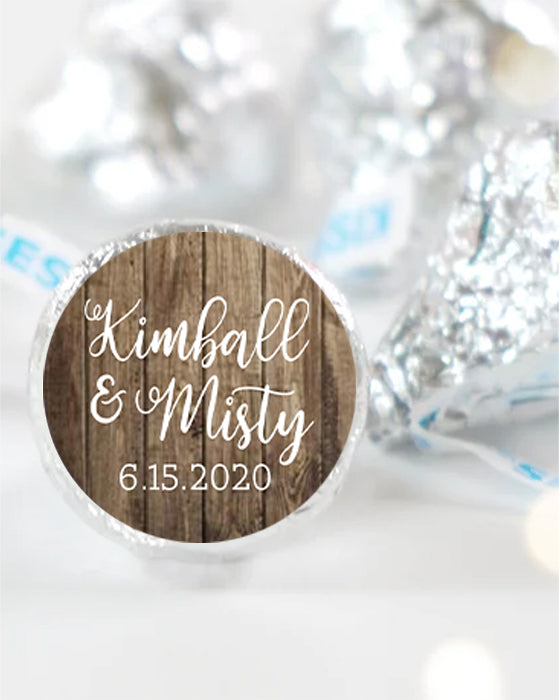 Rustic Candy Labels Rustic Wood Farmhouse Wedding Kiss Candy Stickers — Pig Party Prints