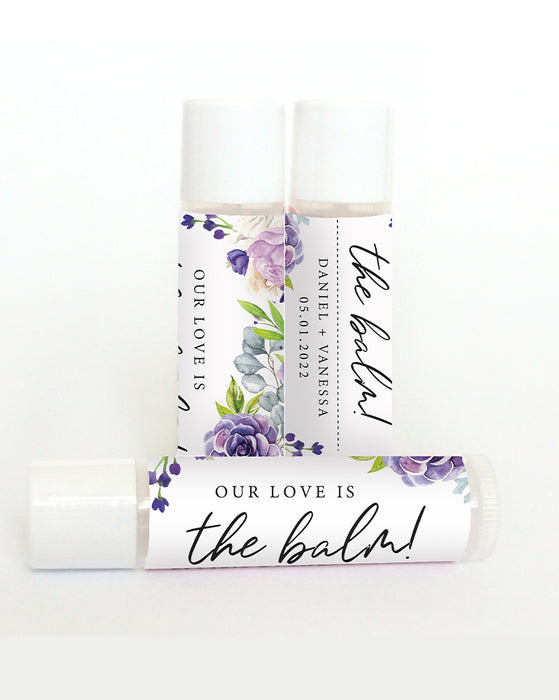 Purple Floral Wedding Lip Balm Labels