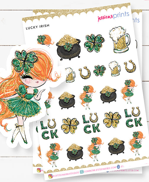 Lucky Irish Girl Planner Stickers