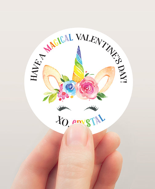 Magical Unicorn Valentine Stickers