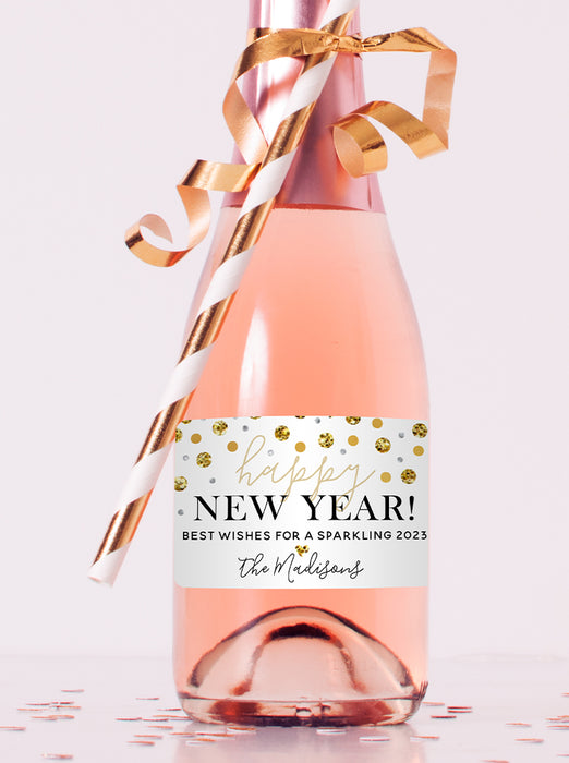 Happy New Year Mini Champagne Wine Labels