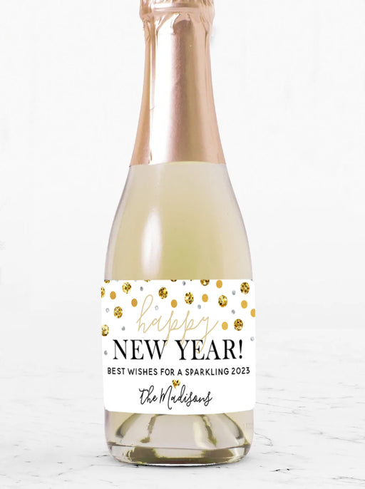mini champagne new years eve wine labels